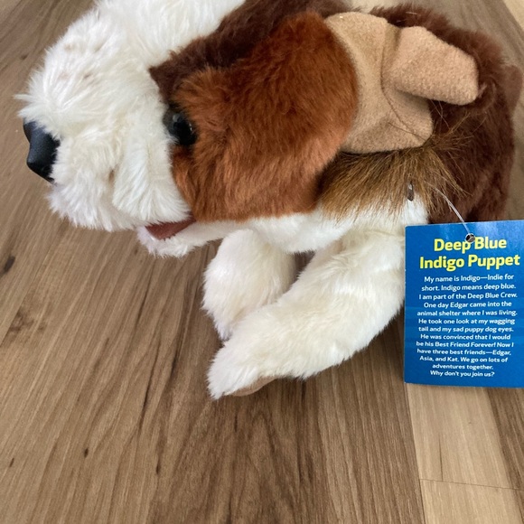 FOLKMANIS Puppet Deep Blue Indigo  11” Hand Plush Puppy Retired Nwt - Picture 4 of 5